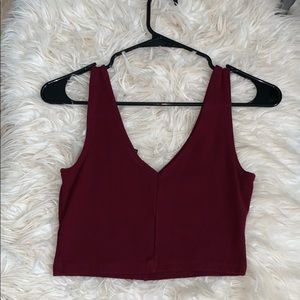 V- Neck maroon crop top